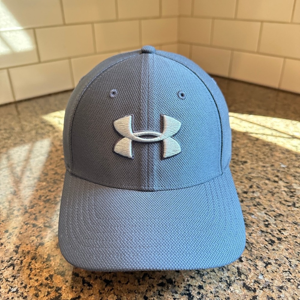 Under Armour Blitzing Hat L/XL Blue Gray Fitted Baseball Cap